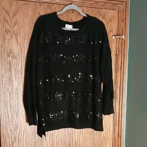 Women's Avenue Pullover Knit Sweater With Front Sequinned Stripes